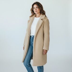 NEW WITH TAGS - SOFT COZY TEDDY TRENCH COAT - IN THE PERFECT NEUTRAL - BEIGE